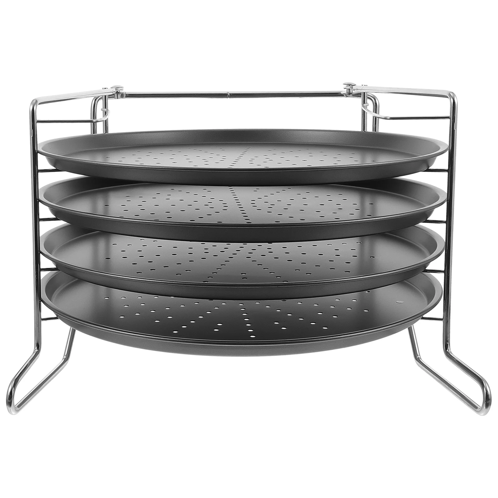 

Pizza Pan Baking Tray Oven Steel Stick Non Round Plate Aluminum Crisper Rack Carbon Pie Stainless Holes Microwave Pans Bakeware
