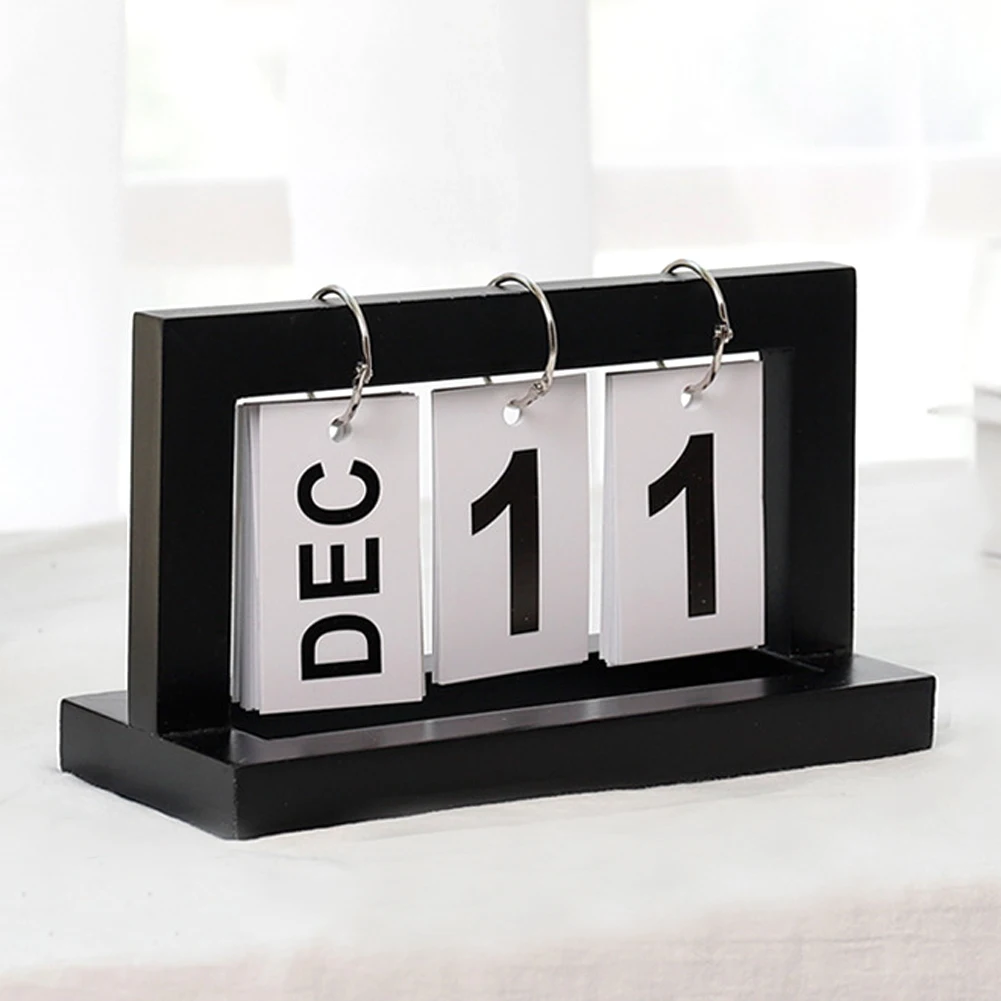 

DIY Vintage Decorative Ornaments Office Desktop Flip Wooden Rustic Cafe Home Calendar