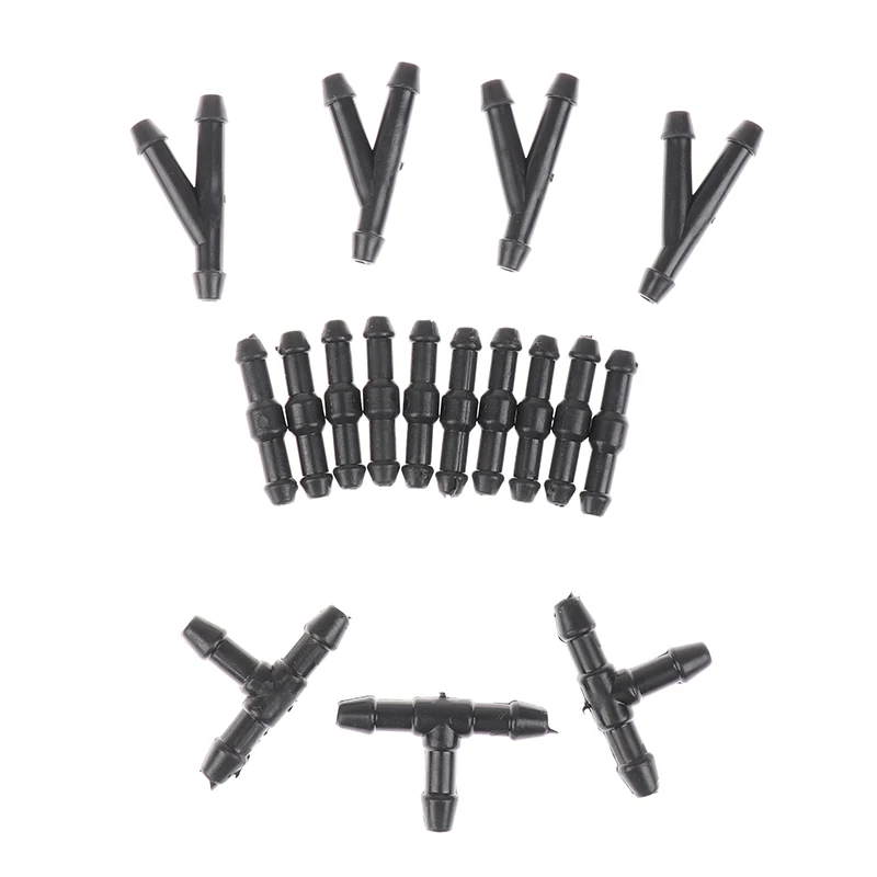 10Pcs Universal Joiner Pipe Connector T Piece Straight Tee 3 Way Y Piece Air Fuel Water Petrol Wiper Washer Nozzle Hose Tubing