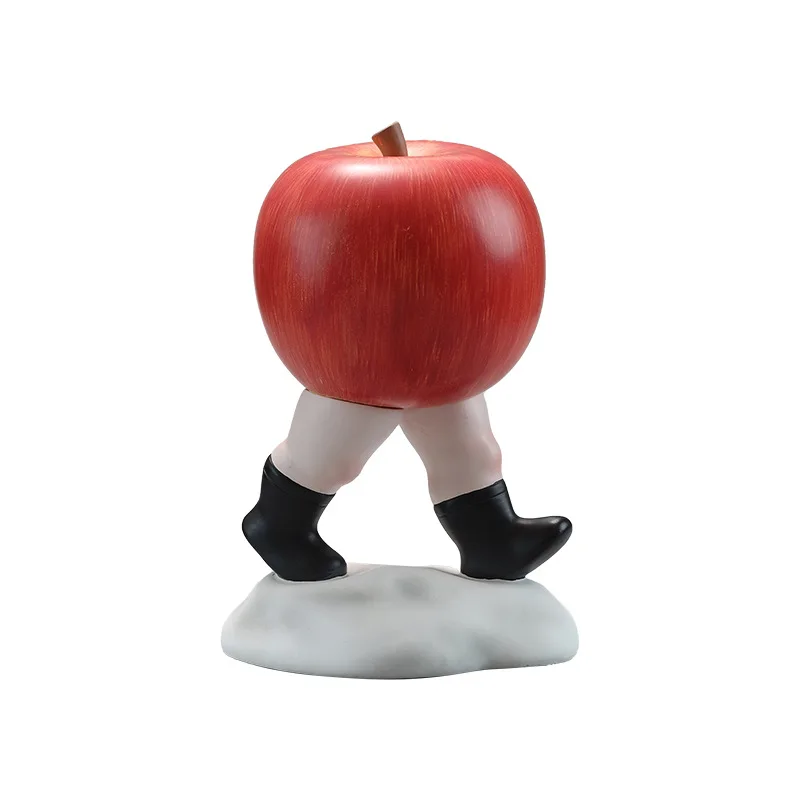 

Cute Red Apple Statue Walking Apple Figurine Resin Fruit Crafts Ornaments Home Living Room Decoration Gifts