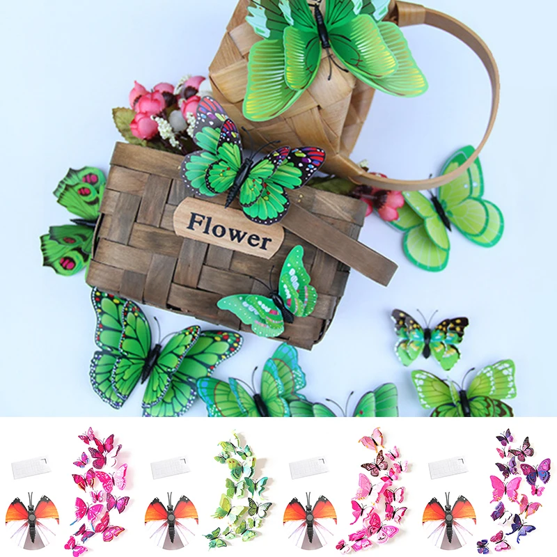 

12Pcs Butterfly Wall Sticker 3D Colorful Butterflies Fridge Magnet Kids Room Wall Sticker Decor Valentines Decoration Home Decor
