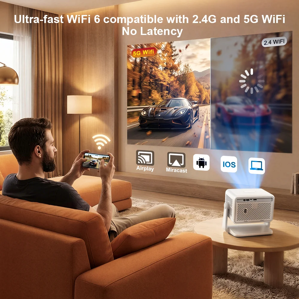 Фото Проектор PROGAGA PG370 MAX с поддержкой 1080P, 700 ANSI люмен, 4K, Android, Smart TV, домашний кинотеатр, портативный видеопроектор с AirMouse №5