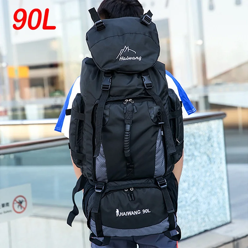 

90L Outdoor Waterproof Travel Climbing Backpack Large Capacity Camping Hiking Rucksack Men Women Trekking Sport Daypack XA342Y