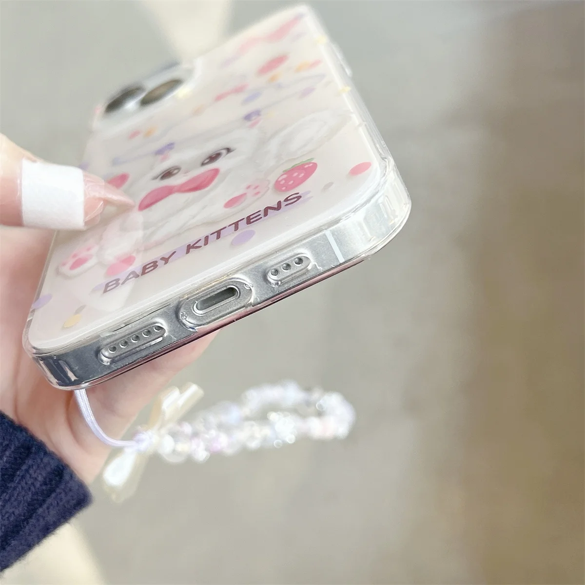 Новый корейский милый мультяшный чехол с клубничным котом для iPhone 16 15 14 13 Pro Max