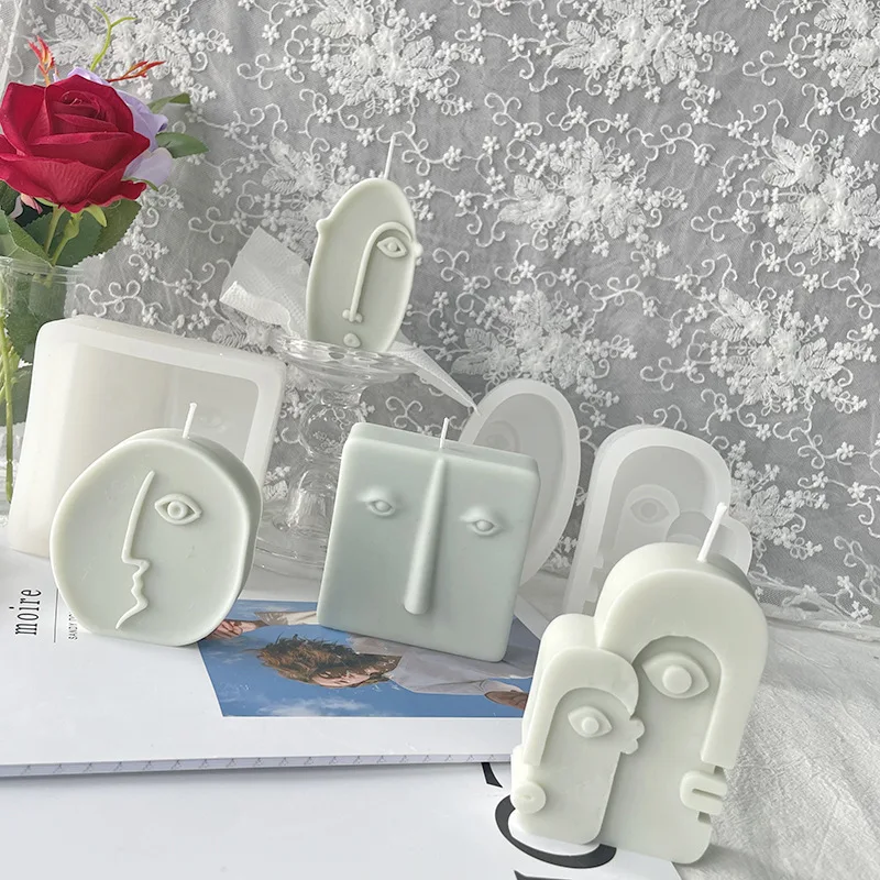 

Irregular Abstract Face Scented Candle Silicone Mold Handmade Soap Plaster Ornaments Mold