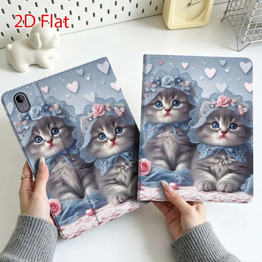 Фото Популярный чехол для планшетов Huawei MediaPad MatePad Honor Pro V6 9 V8 X9 12 X 13.3 SE 11 11.5 дюймов с мультяшным синим котенком и кружевным сердечком №3