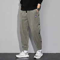 corduroy breasted trousers men casual sweatpants loose fashion streetwear hip hop jogger lounge wear solid color men trousers