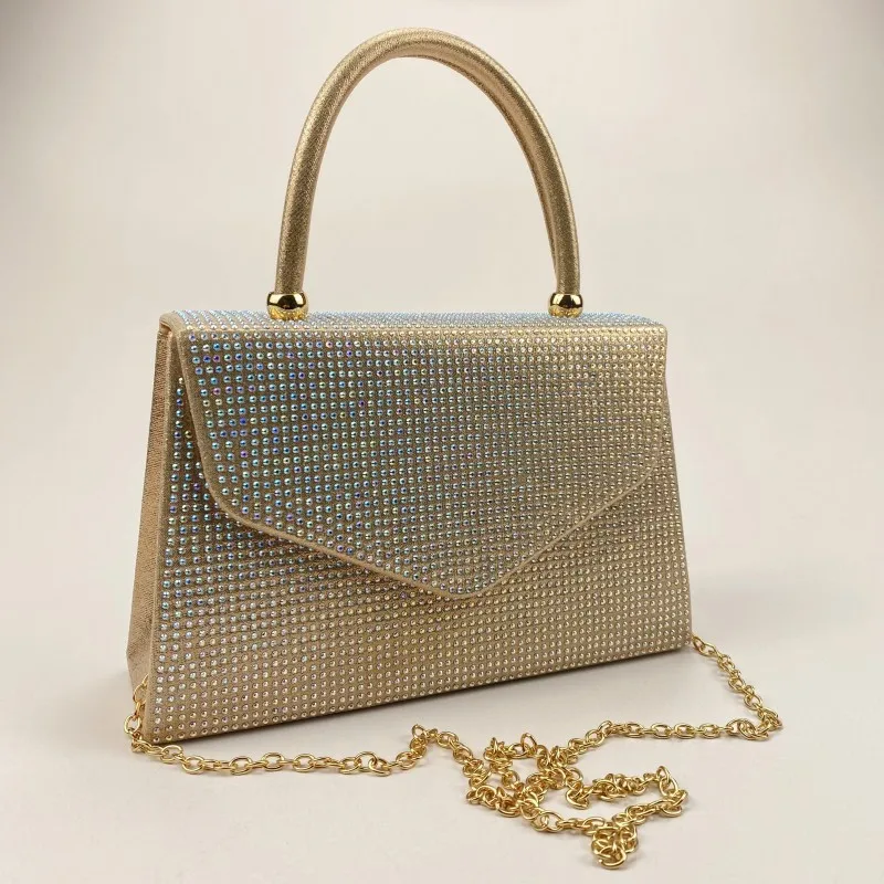 

Shiny handle Rhinestones Handmade Evening Clutch Bags New Folds Purses And Handbags Luxury Designer Wedding Party High Quality