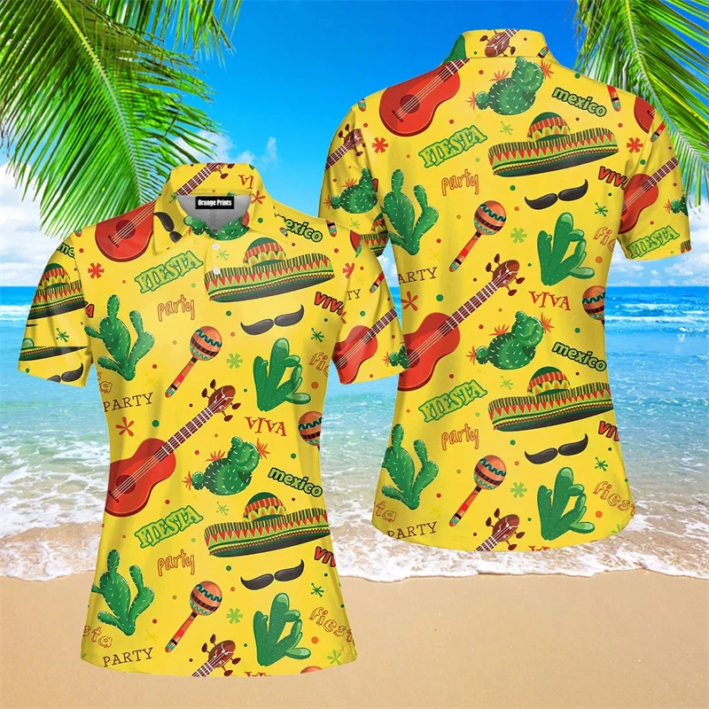 

New Men'S Polo Shirt 3d Cactus Printed Men Clothing Summer Casual Short Sleeved Loose Oversized Shirt Street Fashion Tops Tees