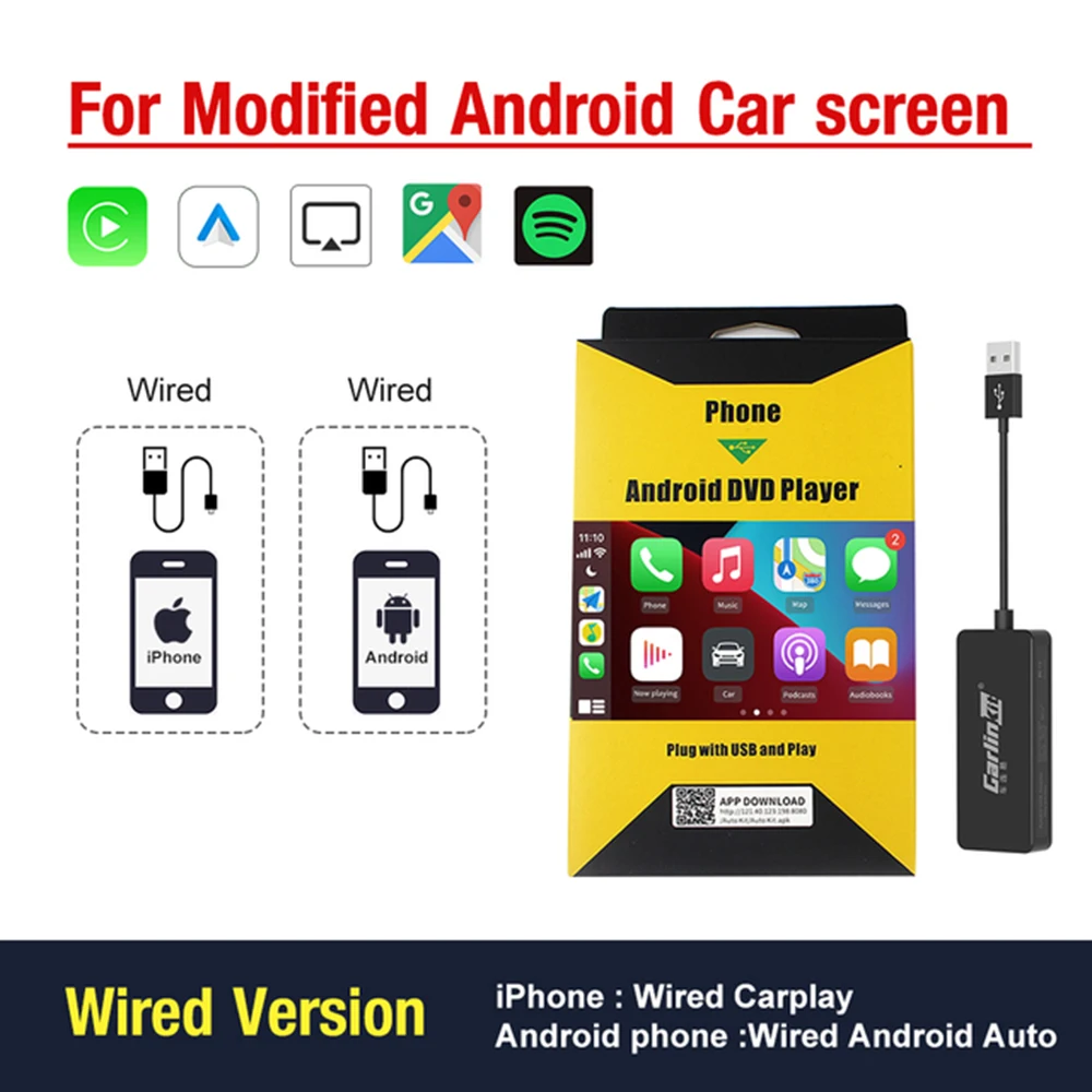 

Carlinkit Wired Apple Carplay Dongle Android Auto Carplay Smart Link USB Dongle Adapter for Navigation Media Player Mirrorlink