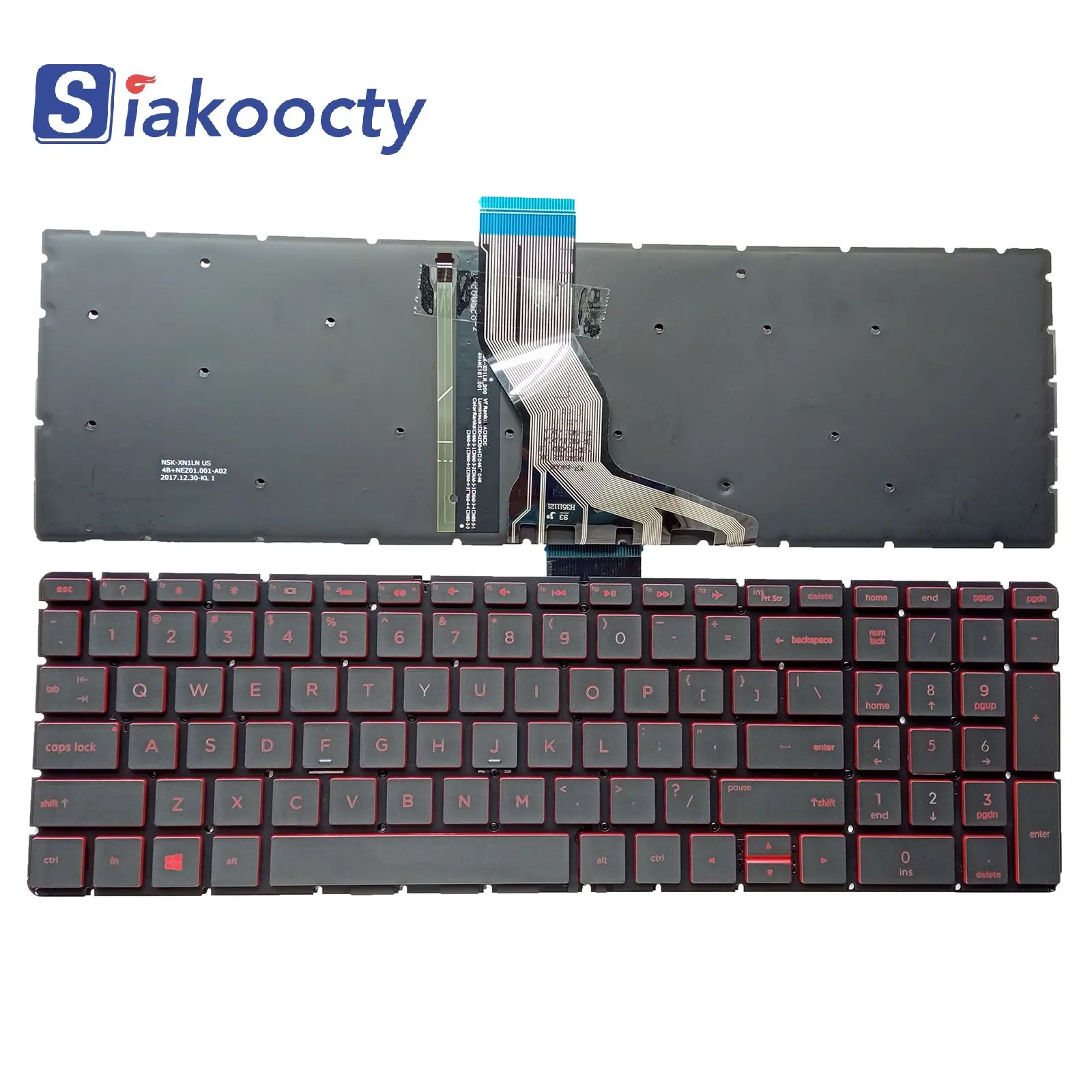 Клавиатура US для HP 15-cc000 15-cd000 15-ck000 envy 15-bp000 15-bs, красная подсветка