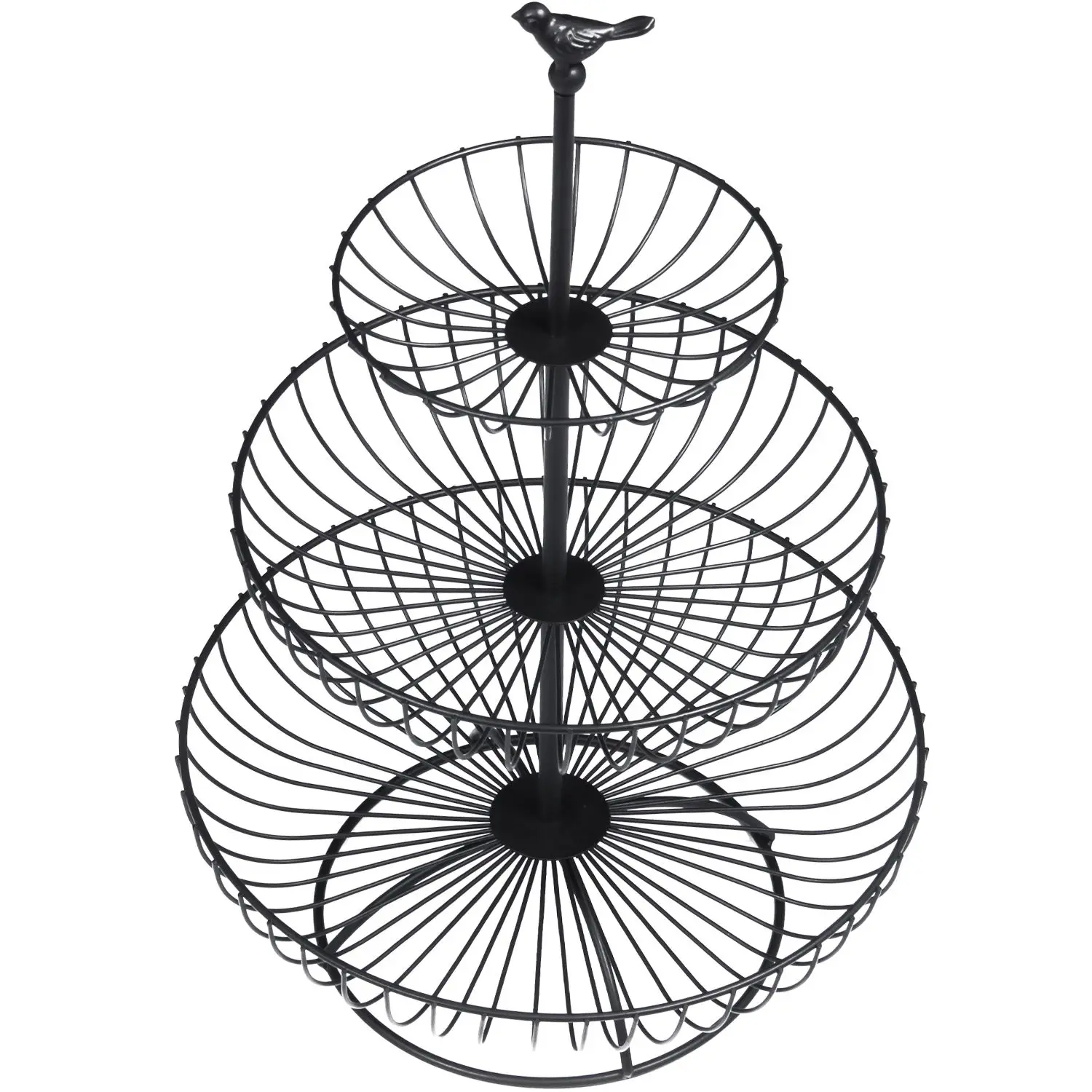 

Household 3 Tier Fruit Plate Countertop Metal Fruit Basket Black Vintage Style Tray Stand Storage Basket