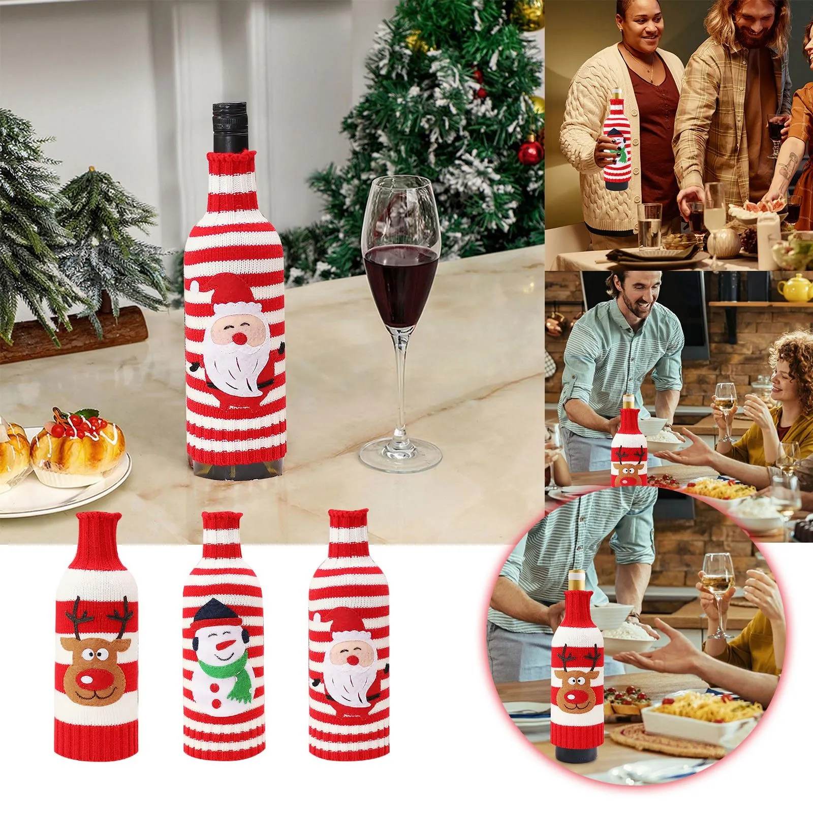 Christmas Wine Bottle Cover Cute Santa Snowman Deer Wine Bottle Cover For Christmas Party Sexy Wine Glasses for Women