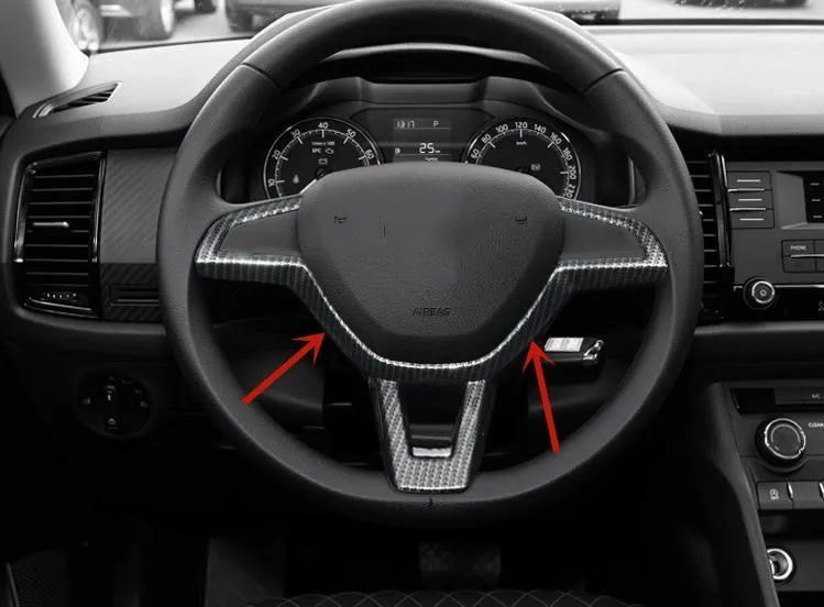 

For Skoda Kodiaq 2017-2020 ABS Chrome Steering wheel button decorative frame Decorative stickers Anti-Rub protection Car styling