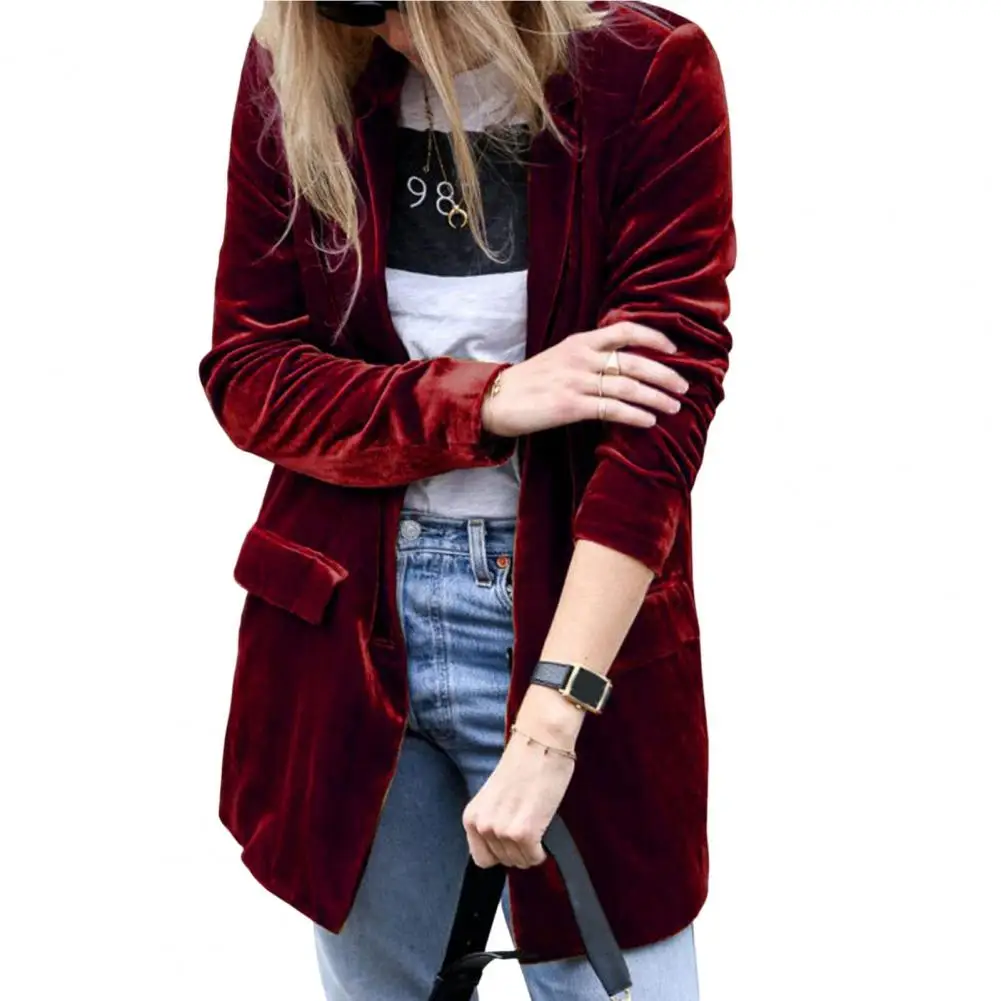

Temperament Trendy Relaxed Fit Open Stitch Blazer Elegant Suits Jacket Solid Color for Daily Wear