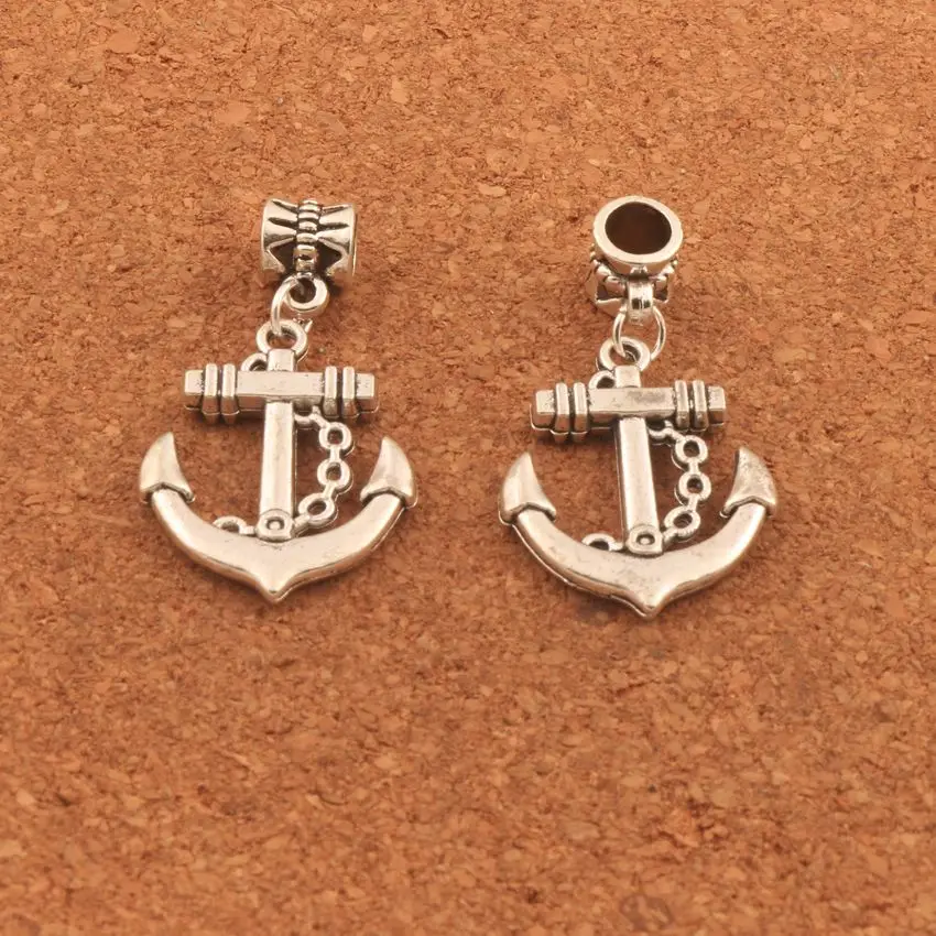 

15pcs Zinc Alloy Nautical Anchor Hope Charm Beads Tibetan Silver Dangle Fit European Bracelets B023 20.5x36mm