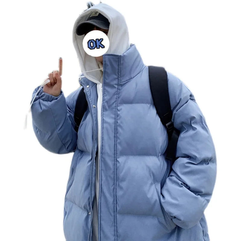 Fake Two Piece Hooded Parkas Men's Jacket Winter Down Coat Padded Jacket Thickened Warm And Loose Ins Tide Brand Couple Cotton