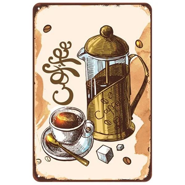 

Coffee Plaque Metal Vintage Tin Sign Pin Up Shabby Chic Decor Metal Signs Vintage Bar Decoration Metal Poster Pub Metal Plate
