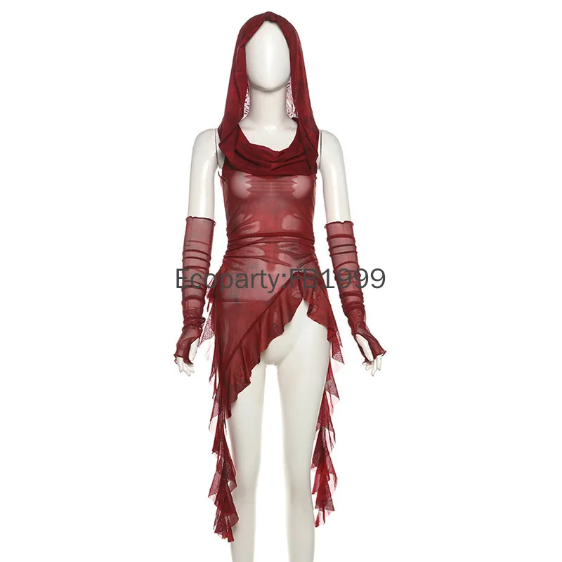 Женская прозрачная однотонная футболка с капюшоном и рюшами S/M/L цвет в