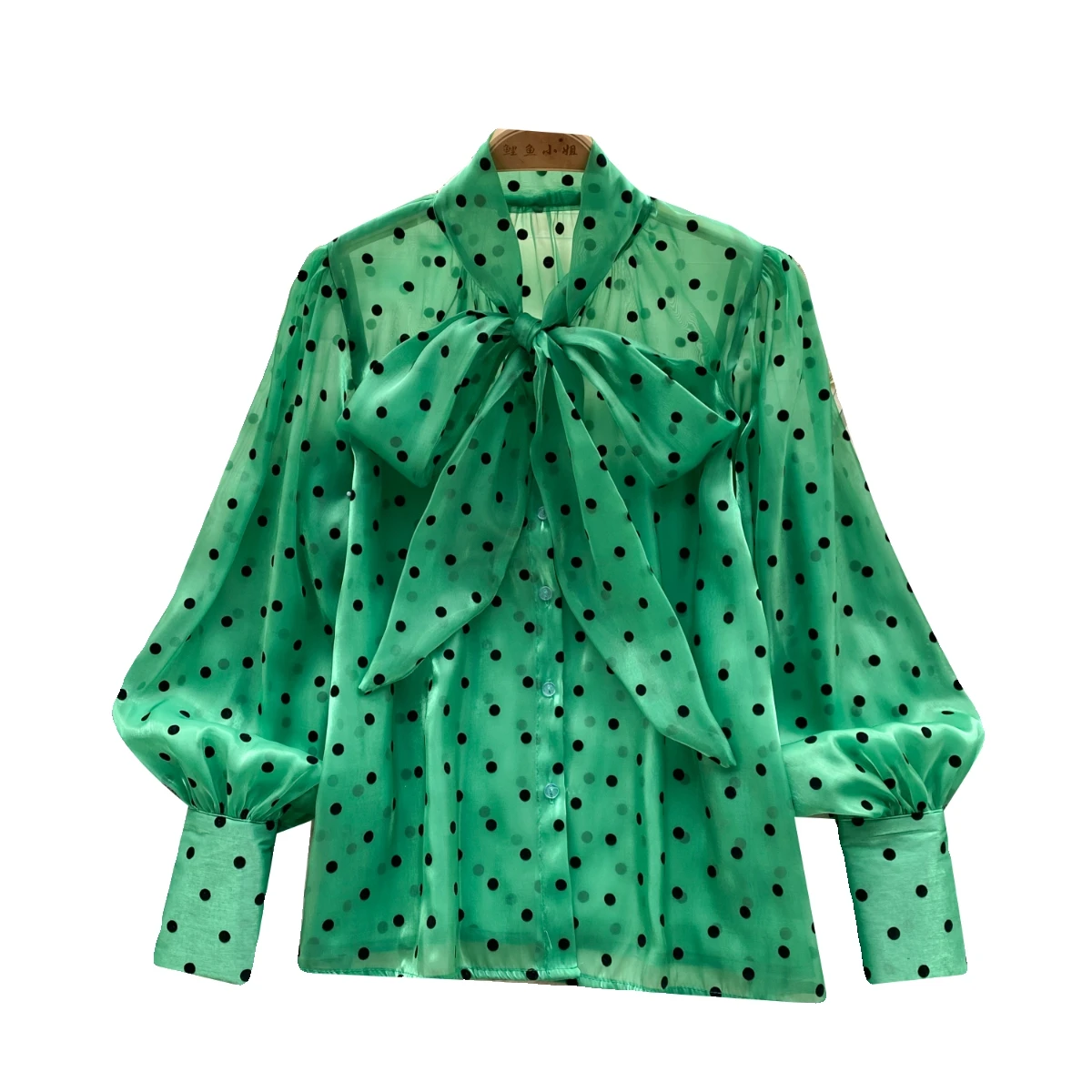 Осенняя Женская винтажная Праздничная однобортная рубашка в горошек элегантная