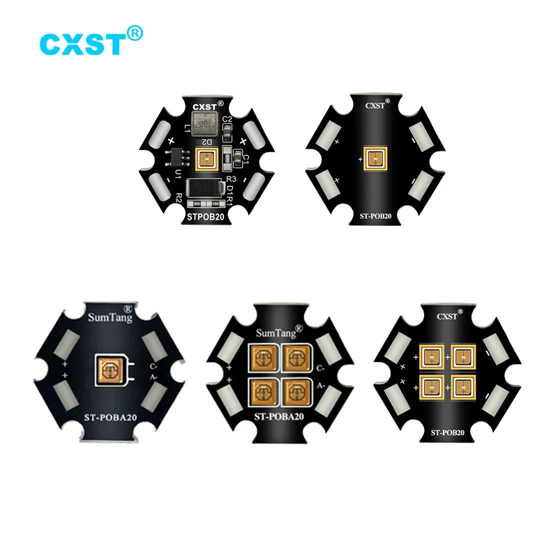 

CXST Newest UV LED PCB 5V 6V 9V 12V 18V 24V 36V 265-285nm 395-405nm 0.5W 1W 2W 4W Uv Light 6-112mW For Disinfection Equipments