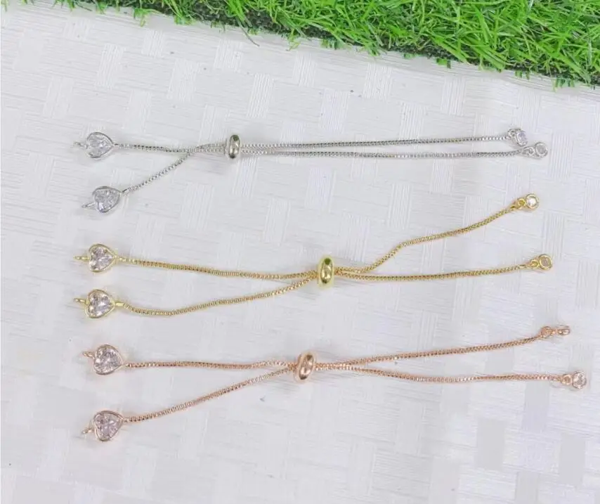

5pcs gold white stone copper cz zircon cubic zirconia chain for Bracelet Bangles Accessories af3wa