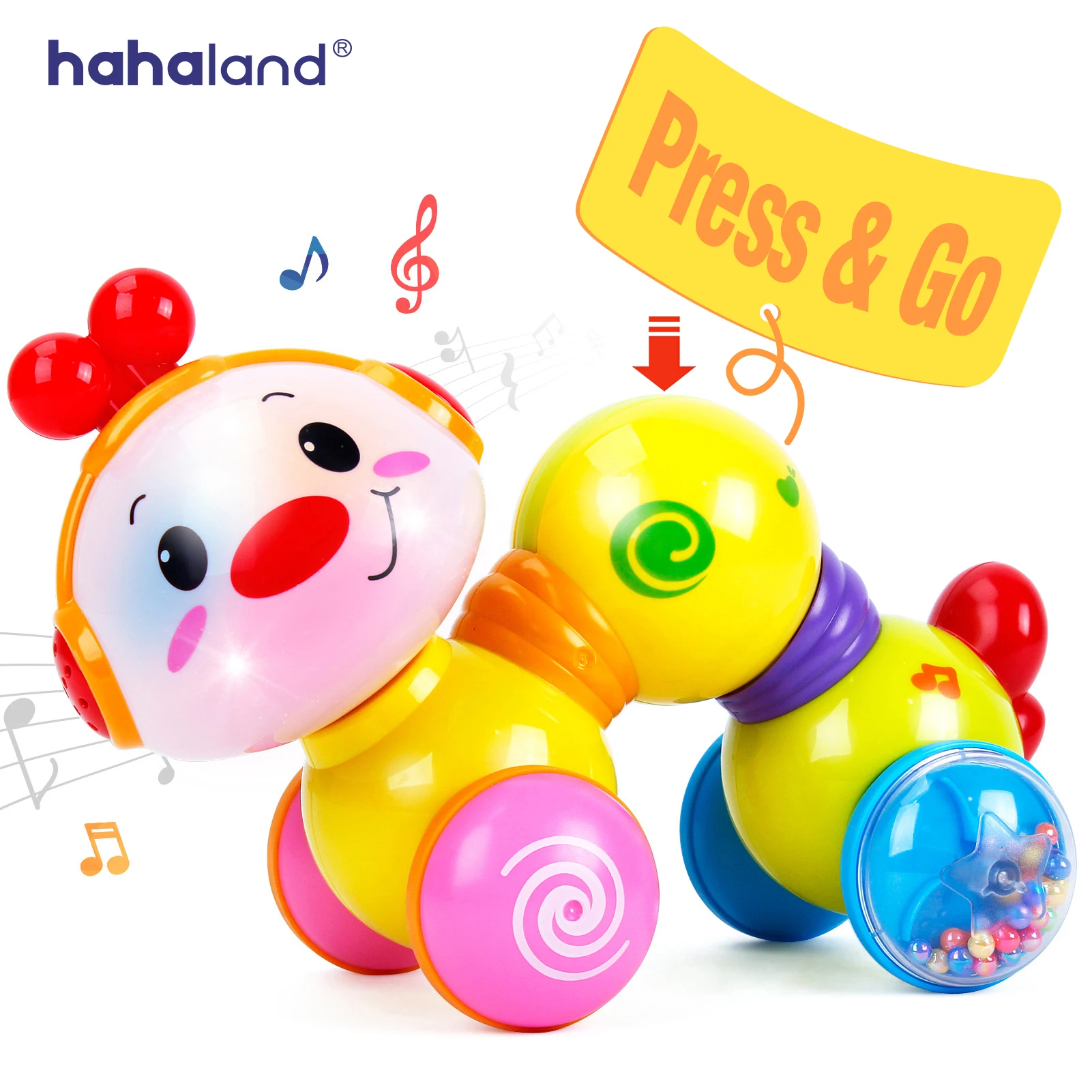 

Детские игрушки Hahaland музыкальный пресс и Go, детские игрушки для 6-18 месяцев, для девочек и мальчиков, детские подарки, гусеницы, ползающие игр...