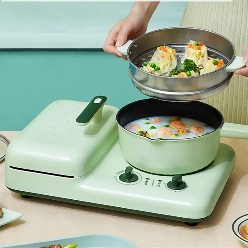 

220 В антипригарная электрическая вафельница, бытовая 4 в 1 машина для приготовления сэндвичей, сковорода с отпаривателем, съемная тарелка дл...