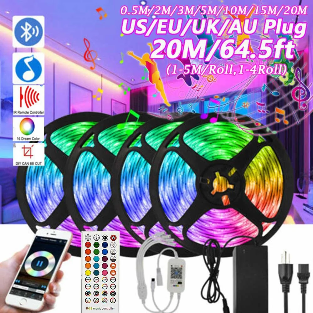 

LED Strip Light Remote Bluetooth RGB 5V LED RGB Lights Flexible LED Lamp Tape Ribbon RGB TV Desktop Screen BackLight Diode Tape