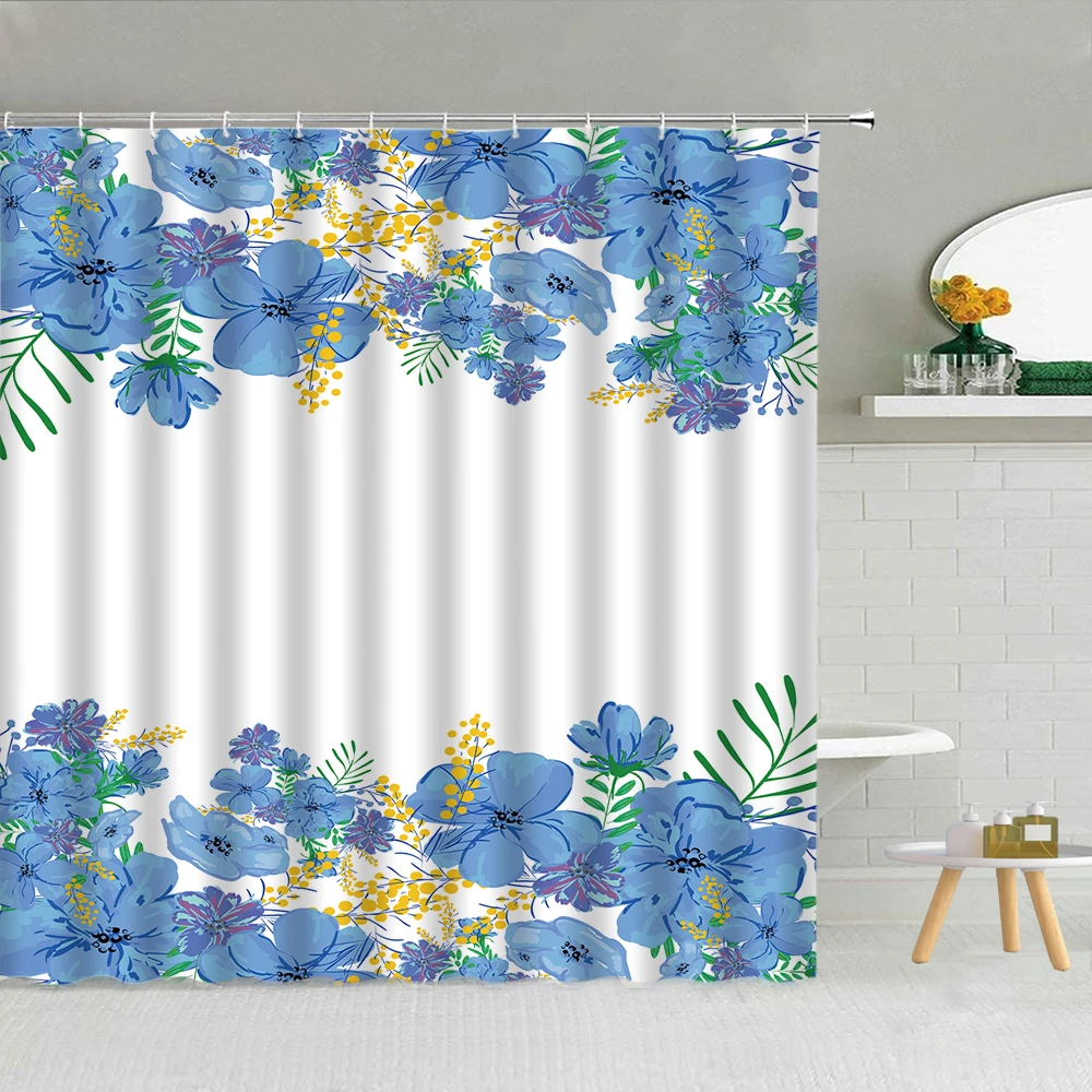 

Shower Curtain Aesthetic Chinese Home Decoration with Hooks Bathroom Curtain Fabric Hanging Curtains Orchid Landscape Scenery