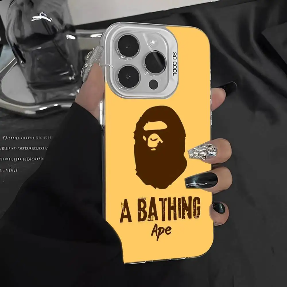 Милый мультяшный чехол для телефона с обезьянкой B-Bape для iPhone 17 16 15 14 11 12 13 Pro Max Plus Pro, цветной серебристый чехол (art.: 3920dbab7af5d) - 3920dbab7af5d