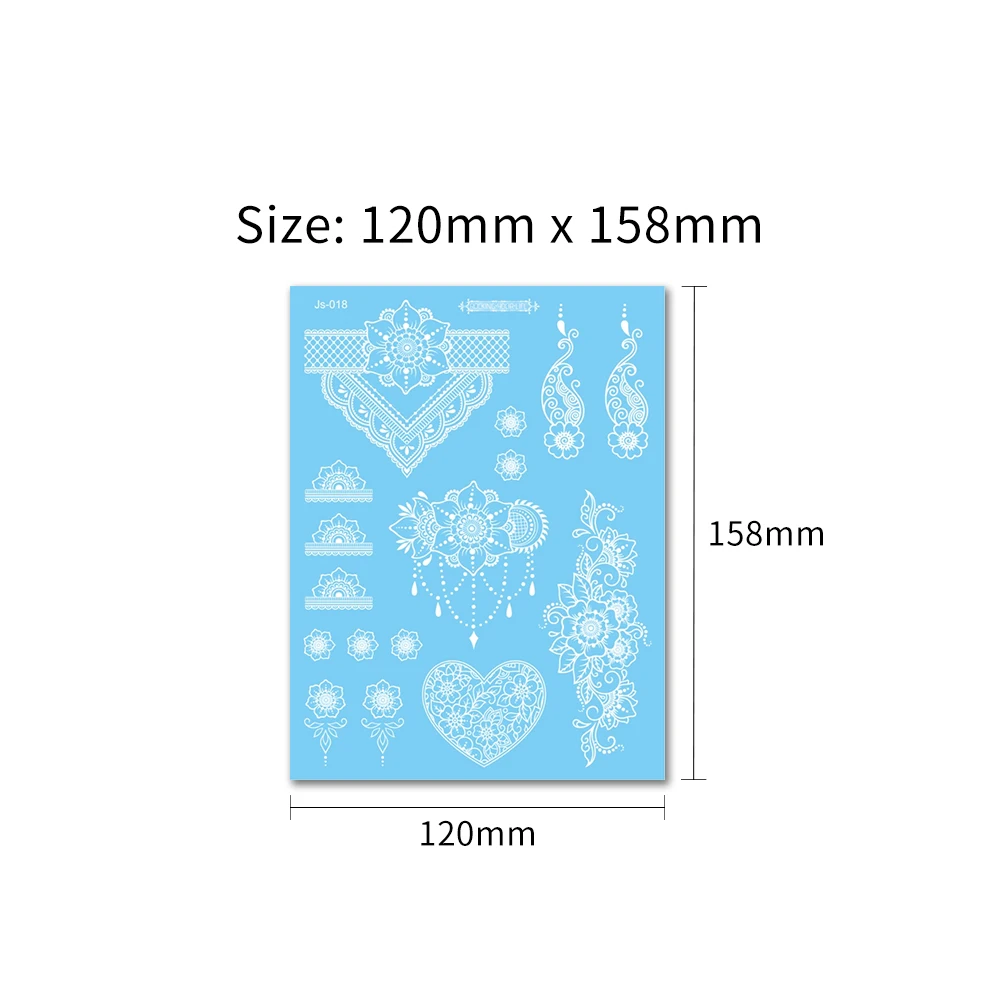 VeeCharm-белая Мандала хна тату наклейки для женщин/взрослых кружево Бабочка лотос