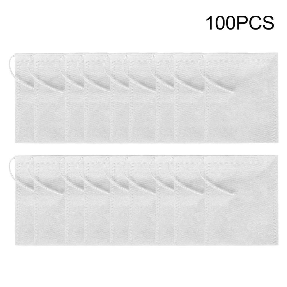 

100pcs/pack Filter Home Rectangle Herb Disposable Seal Non Woven Fabric Tea Bags Restaurant Empty Coffee With String Infusion