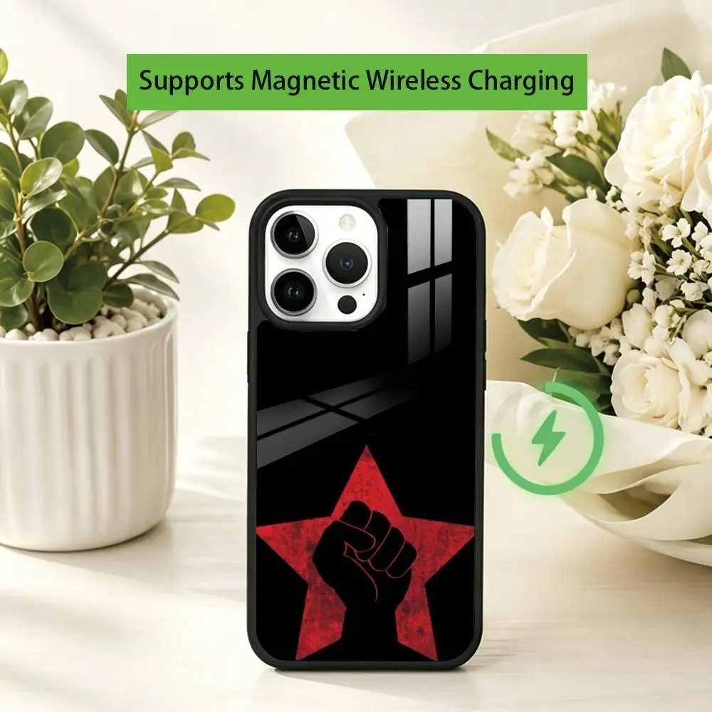 Фото Чехол для телефона с эмблемой СССР для iPhone 17, 16, 15, 14, 13, 12, 11 Plus, Pro, совместимый с магнитной беспроводной зарядкой №4