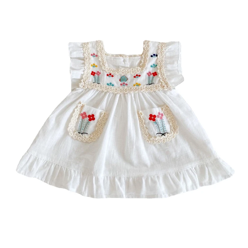 

TaoziBaby Summer Girls Embroidered Lace Cotton Sleeveless Dress Birthday Dress for Baby Girl