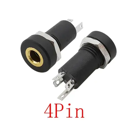 Позолоченный 3/4 Pin 3,5 мм аудиоразъем 3,5 мм PJ392A 3,5 мм Гнездовой разъем для наушников 3/4 полюсный стерео разъем с гайкой