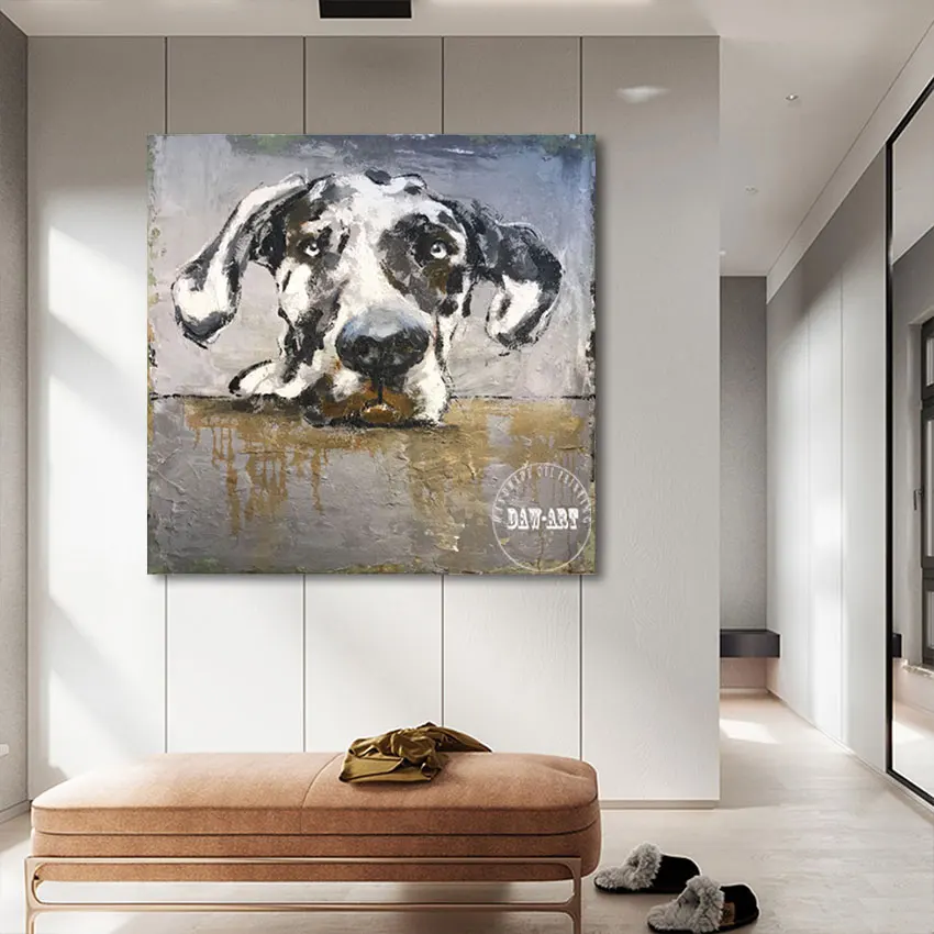 

Hot Selling Spotty Dog Oil Painting Large Contemporary Canvas Artwork For Home Goods Decor Accessories Unframed Free Shipping