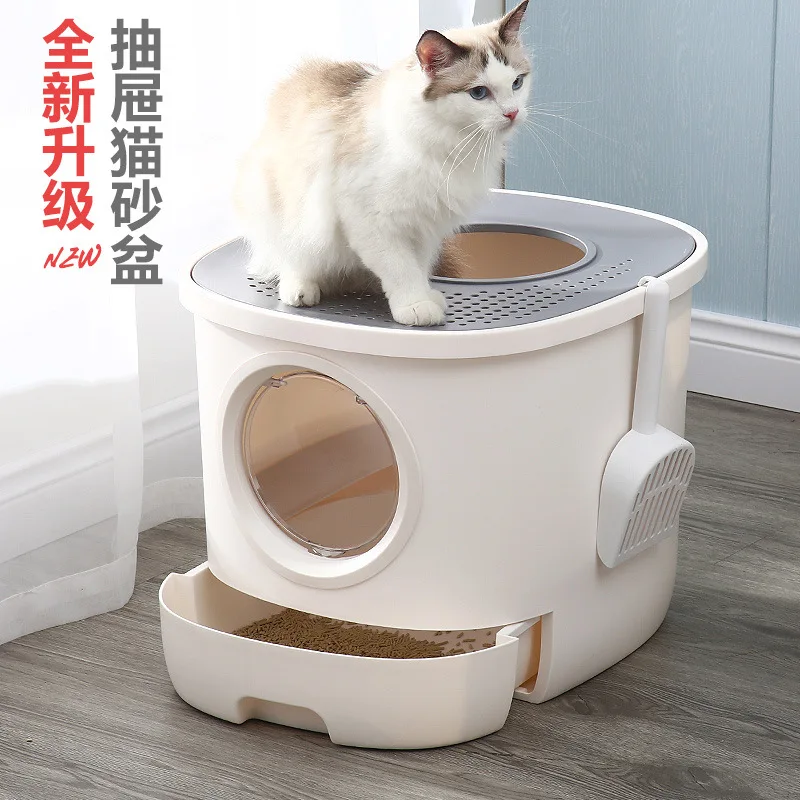 

Fully Enclosed Drawer Cat Litter Box Anti-odor and Anti-splash Cat Litter Box лоток для кошек закрый