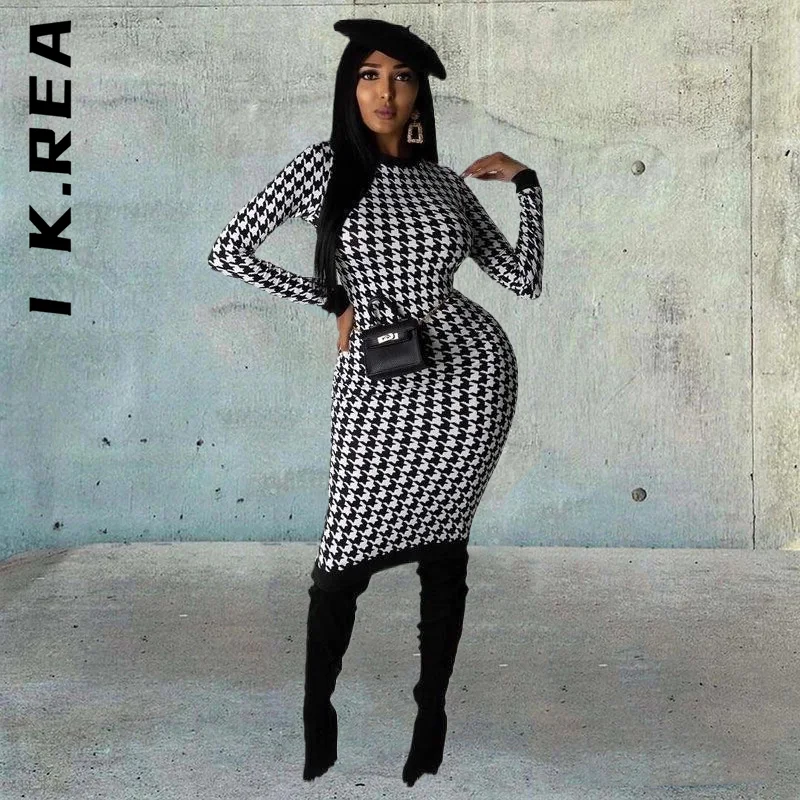 

I K.Rea Women Dress Fashion Hollow Out New Dress Women Long Sleeve Bodycon Simple Dresses Streetwear Dress Woman Female Vestidos