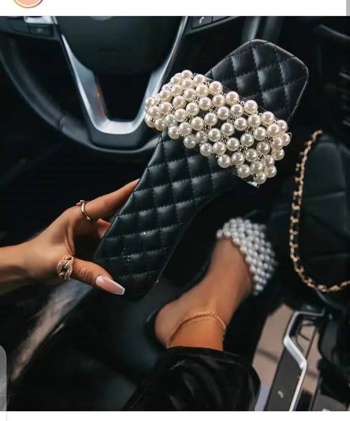 

Shoes Ladies' Slippers Luxury Slides Slipers Women String Bead Low Designer Girl 2022 Flat Summer Fashion Fabric Synthetic PU TP