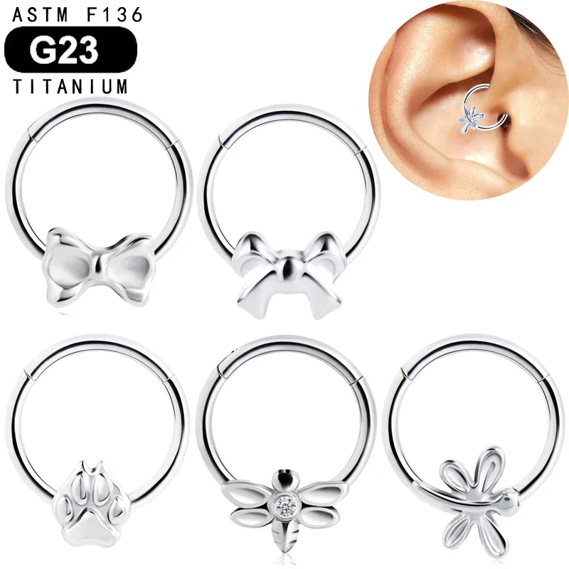 Кольцо для носа титановое ювелирное изделие Для Пирсинга Ушей форма банта