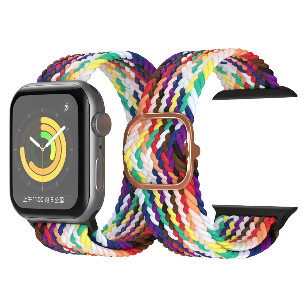 

Braided Solo Loop For Apple watch band 44mm 40mm 45mm/41mm 38mm 42mm Nylon Adjustable Elastic bracelet iWatch 3 4 5 se 6 7 strap