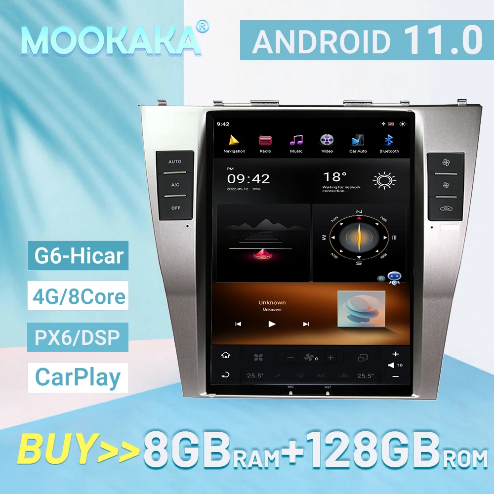 

Android 11 For Toyota Camry 2007-2011 Car radio Player GPS Navigation Voice control PX6/G6 8G 128GB 4GLET 8core Carplay