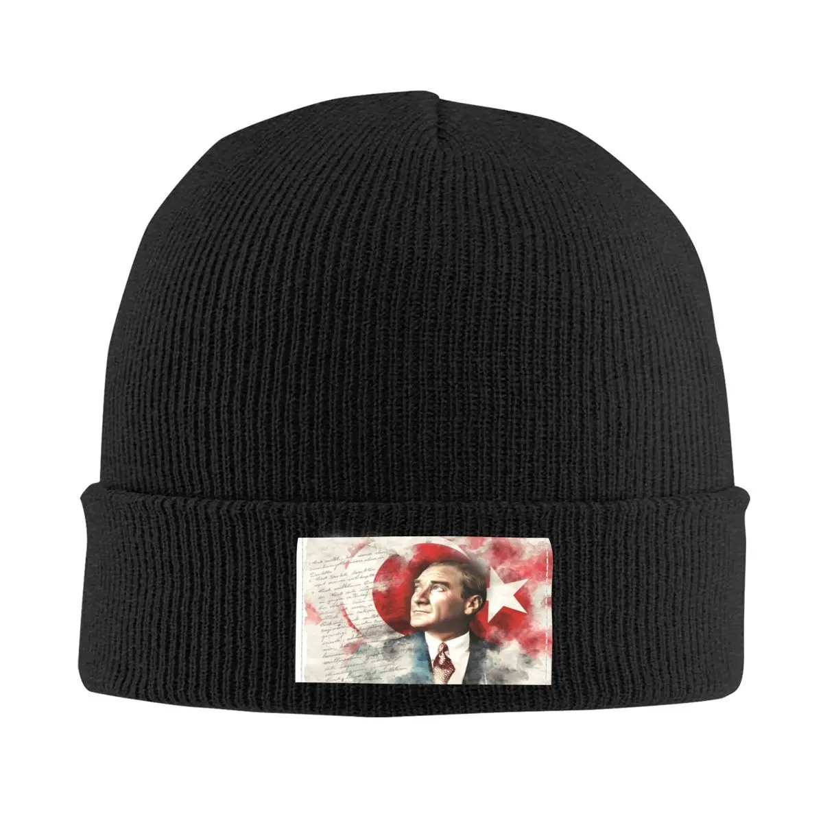 Ataturk Turkish Flag Bonnet Hat Knitting Hats Men Women Fashion Unisex Adult Turkey Leader Warm Winter Skullies Beanies Cap 1