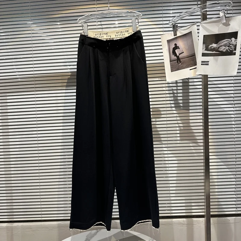 

Брюки BORVEMAYS в стиле пэчворк, черные широкие брюки контрастных цветов, универсальные свободные брюки с высокой талией, Новинка лета 2023, WZ1572