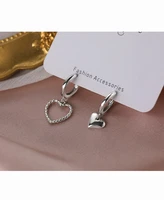 925 sterling silver ear buckle ins simple heart drop hoop earrings for women new brand fashion ear cuff piercing dangle earring