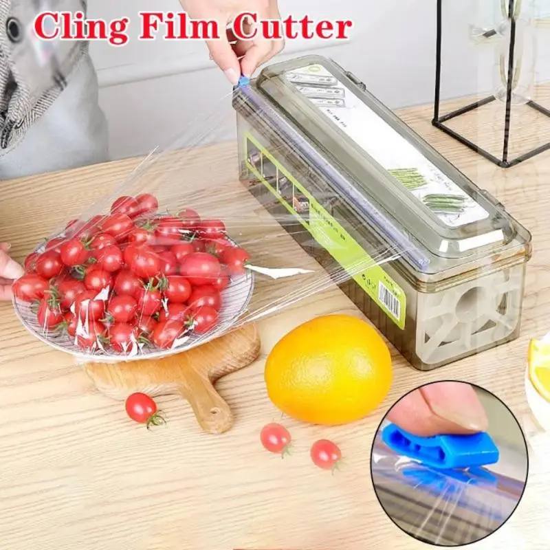 

1pcs Wrap Cutting Box Cling Film Plastic Cling Wrap Dispenser Wax Paper Refillable Kitchen Tools And Gadgets Cutting Box