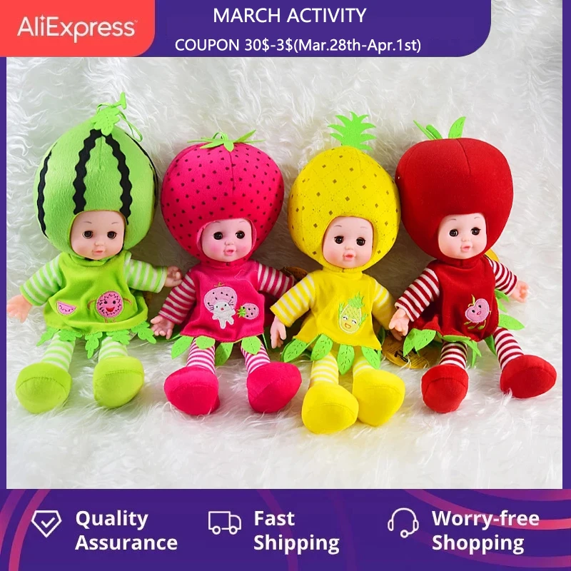 

Плюшевая кукла в виде фрукта, 35 см, кукла с пузырьком, мягкая хлопковая набивная кукла, силиконовые игрушки с активными глазами, виниловые иг...