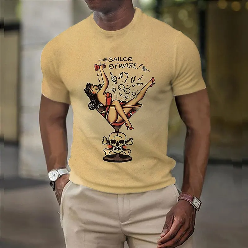 Fashion T-Shirts For Men 3d Sexy Lady Print Daily Casual Short Sleeved Loose Oversized T Shirts Street Designer Tops Summer Tees