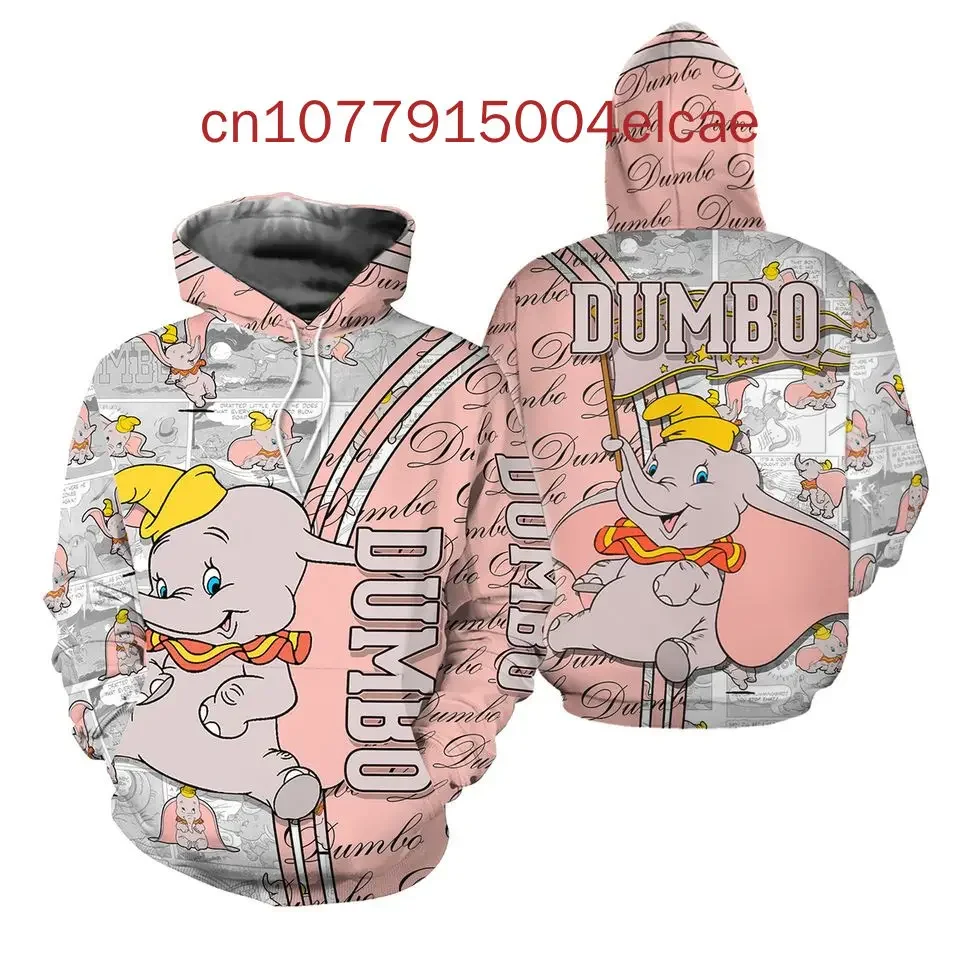 2024 New Disney Dumbo 3D Hoodie Printed Casual Street Harajuku Y2K Men's and Women's Hoods